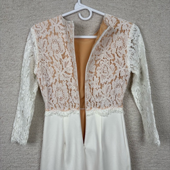 Lulus‎ Dress Womens S White Beige She Knows White Lace Bodycon Bridal Party Gown - Picture 8 of 13